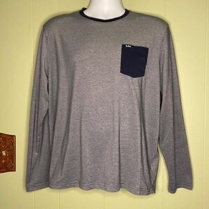 Michael Kors Navy/Grey Chest Pocket long sleeve Crewneck Pullover top XL